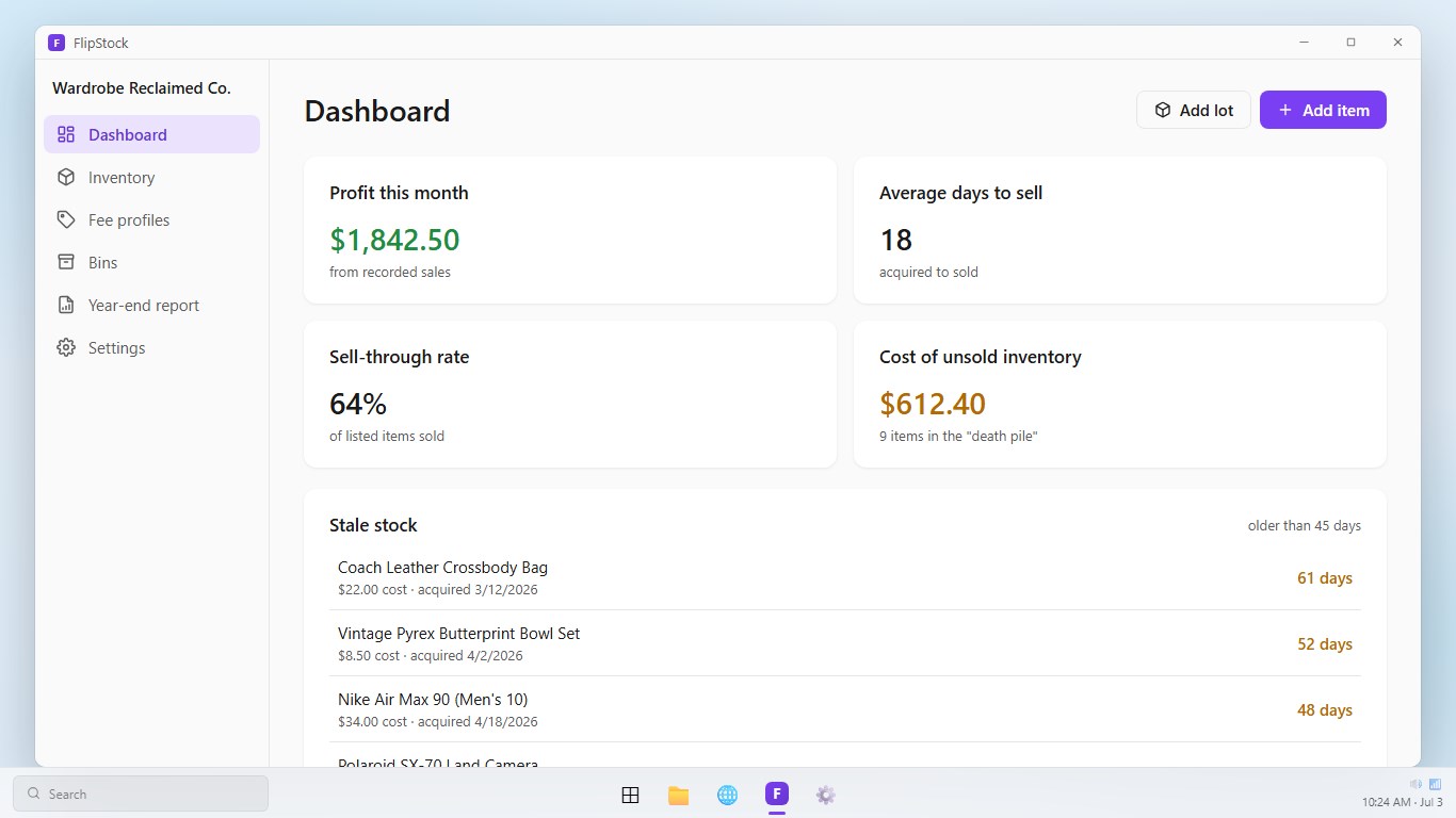 FlipStock - Reseller Profit Tracker screenshot
