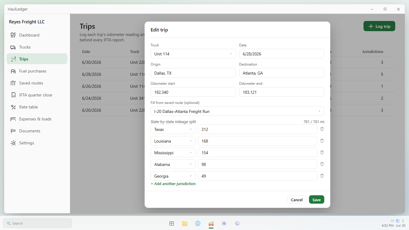 HaulLedger - IFTA Trip and Fuel Log screenshot 3