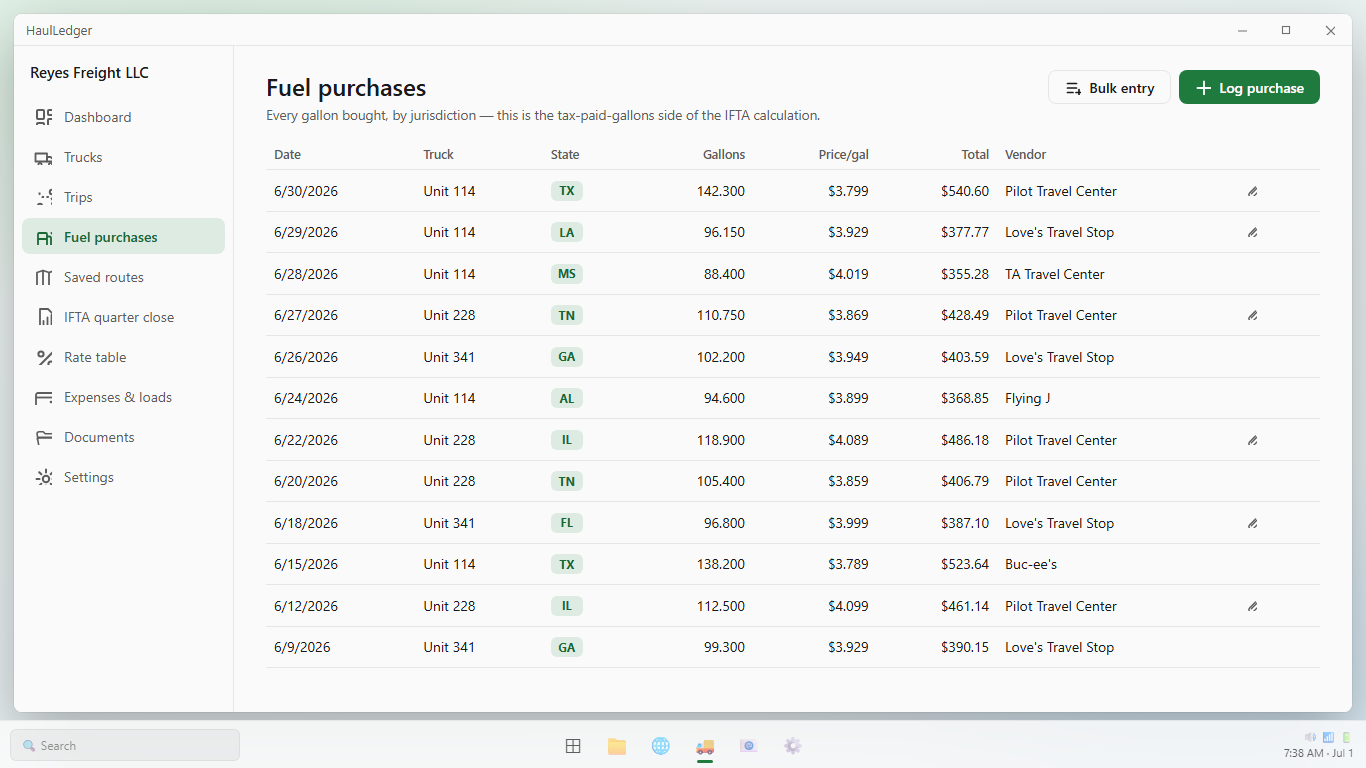 HaulLedger - IFTA Trip and Fuel Log screenshot 4