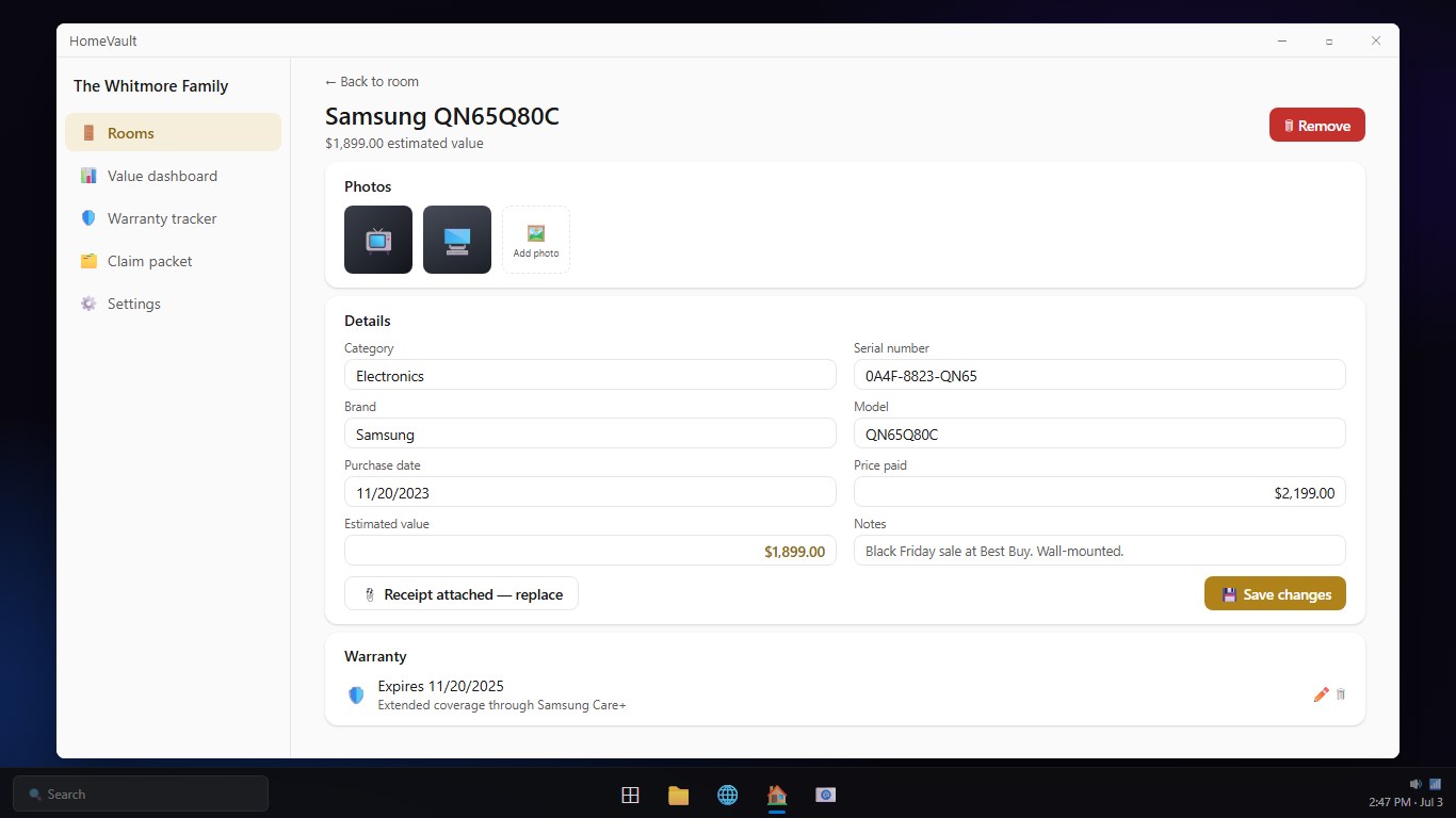 HomeVault - Home Inventory for Insurance screenshot 3