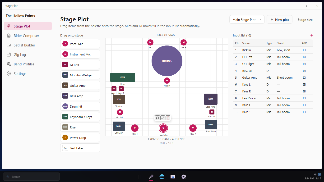 StagePlot - Stage Plots and Tech Riders screenshot
