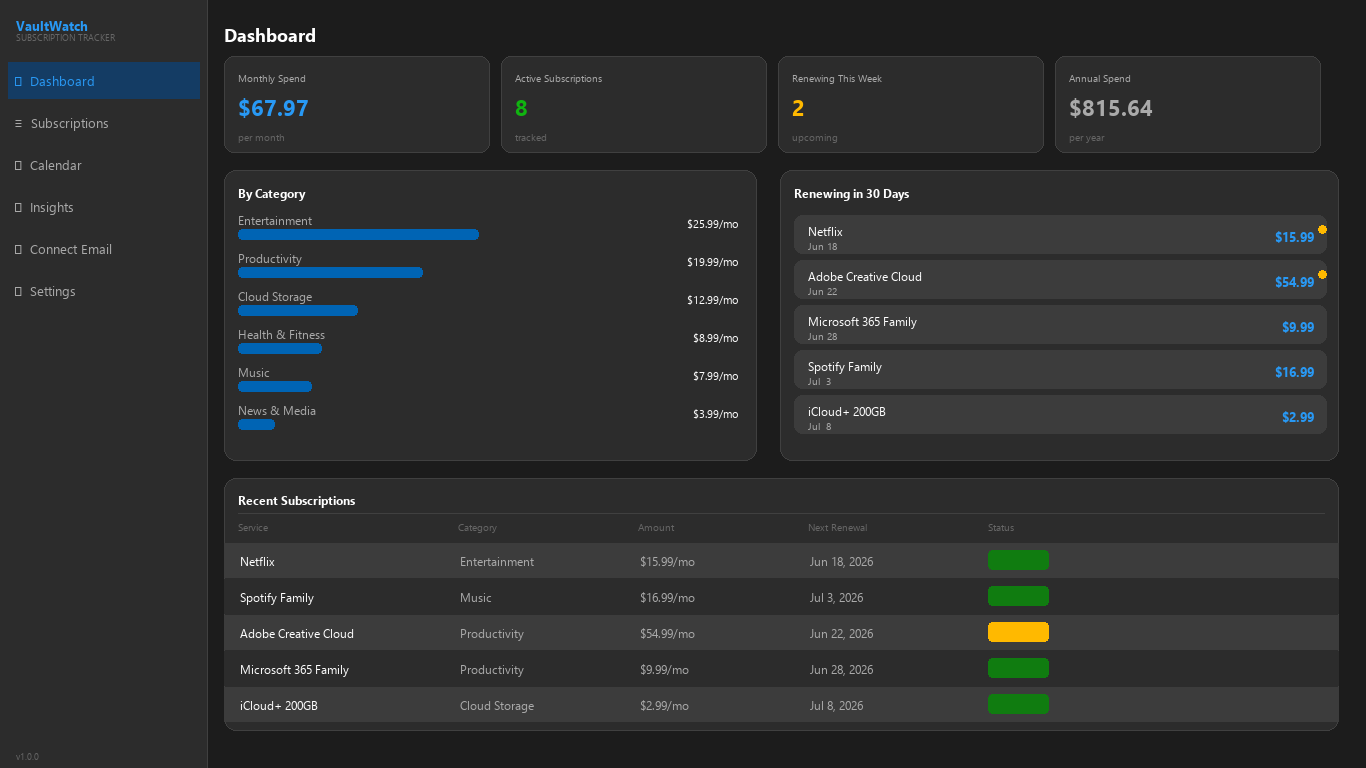 VaultWatch screenshot